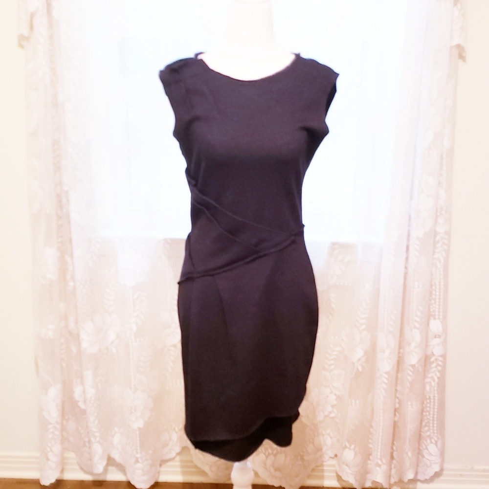 Maje Charcoal Wool Cap Sleeve Dress NWT